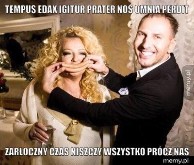 Tempus edax igitur Prater nos omnia perdit  Żarłoczny czas niszczy wszystko prócz nas 