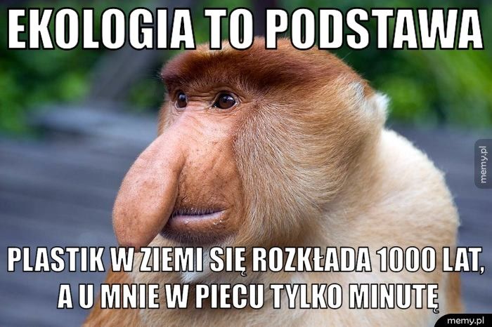 Ekologia to podstawa Plastik w ziemi się rozkłada 1000 lat, a u mnie w piecu tylko mi