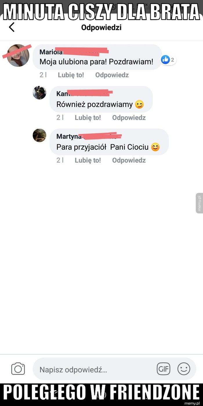 Minuta ciszy dla brata Poległego w friendzone