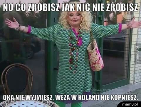 NO CO ZROBISZ JAK NIC NIE ZROBISZ OKA NIE WYJMIESZ, WĘŻA W KOLANO NIE KOPNIESZ.