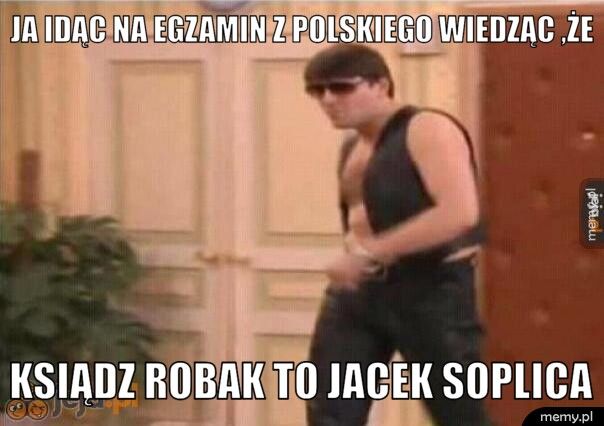 ja idąc na egzamin z polskiego wiedząc ,że ksiądz robak to jacek soplica