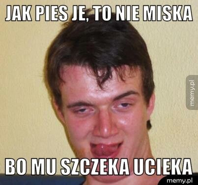 jak pies je, to nie miska bo mu szczeka ucieka