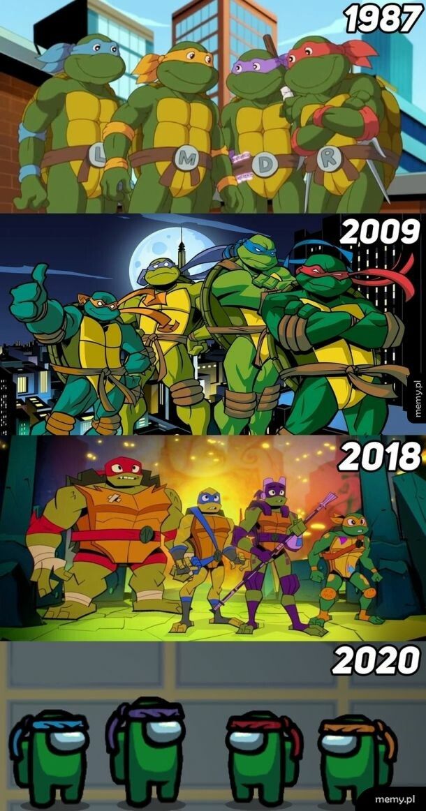 Wojownicze żółwie przez lata