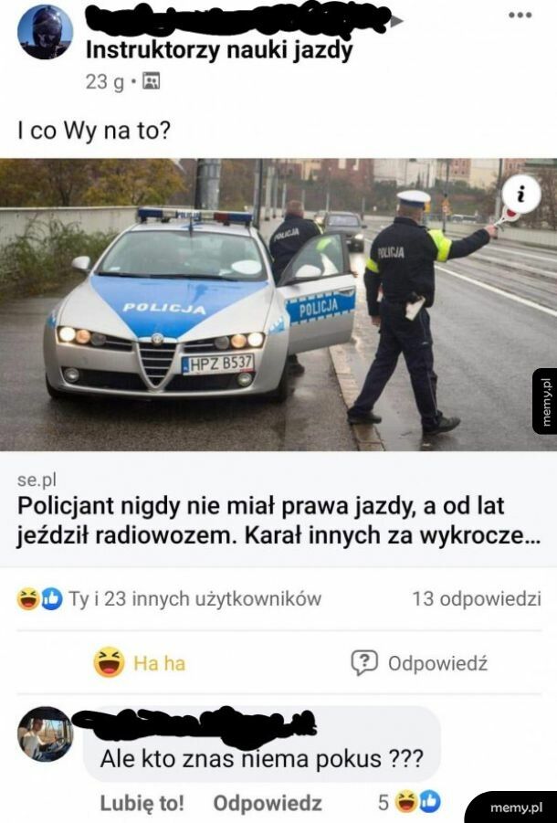 Policjant bez prawa jazdy