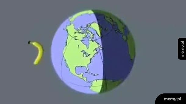 Symulacja banana orbitującego wokół Ziemi