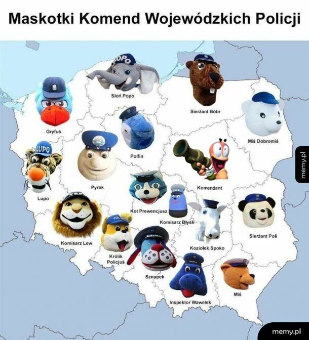 Maskotki Komend Wojewódzkich Policji