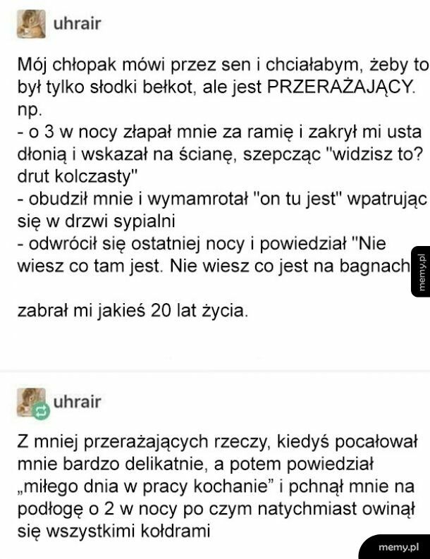 Mój chłopak mówi przez sen