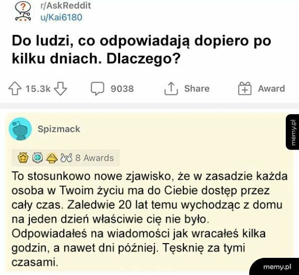 Odpowiadanie po kilku dniach