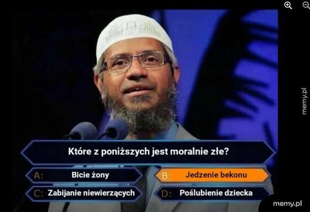 Z poniższych, Koran zabrania tylko jedzenia bekonu