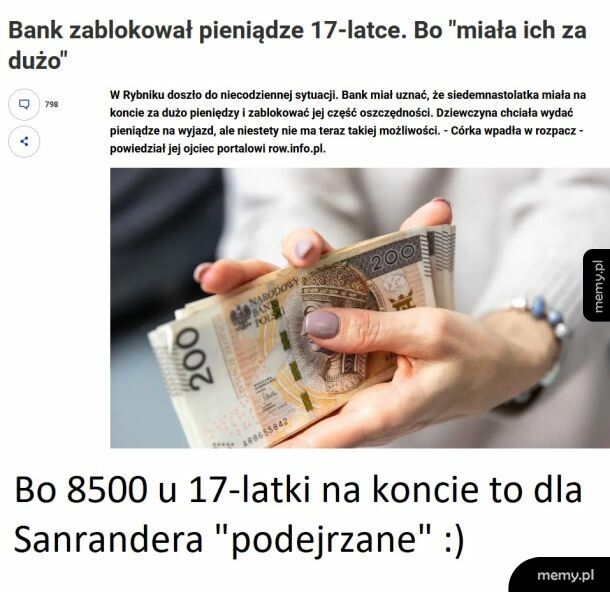 8500 + 17-latka + Samtander Bank = BLOKADA KONTA