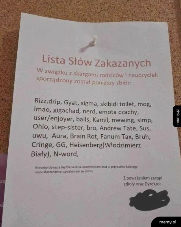 Lista słów zakazanych