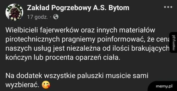 Tak pod ten Nowy Rok i miłośników fajerwerek czy petard