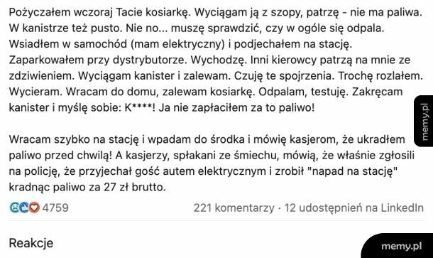 Mistrz. Zuchwała kradzież paliwa ;)