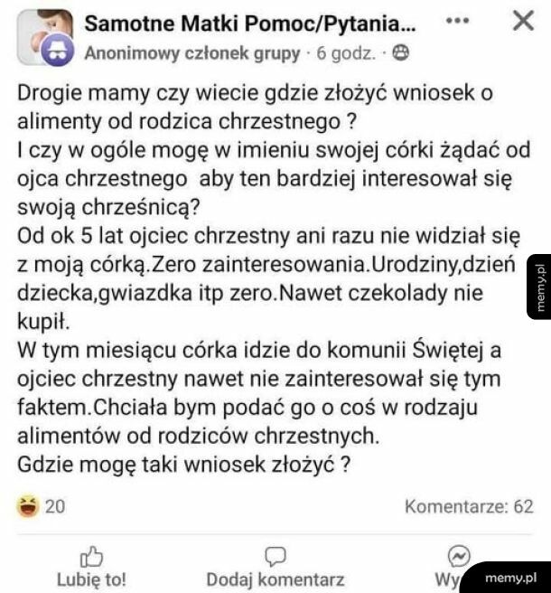 Alimenty od chrzestnego