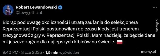 Lewandowski nie jest już kapitanem reprezentacji Polski