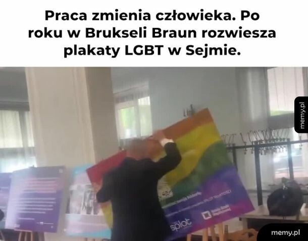 Grzegorz Braun rozwiesza plakaty LGBT w sejmie!