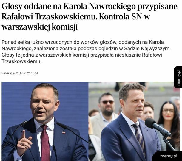 W Warszawie głosy na Nawrockiego przypisano Trzaskowskiemu