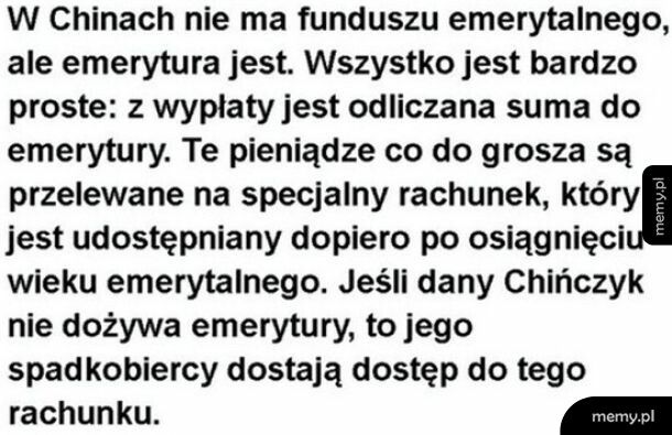 Chińskie emerytury