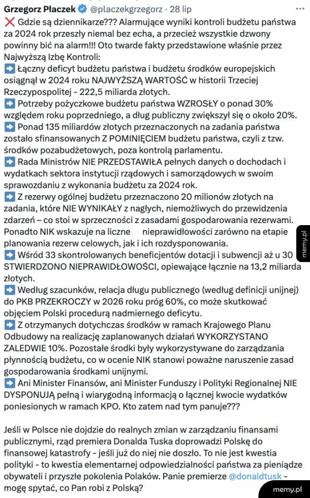 Raport NIK na temat budżetu państwa