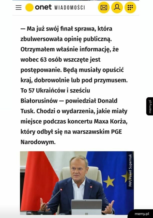 Donald Tusk o sytuacji na koncercie Maxa Korża