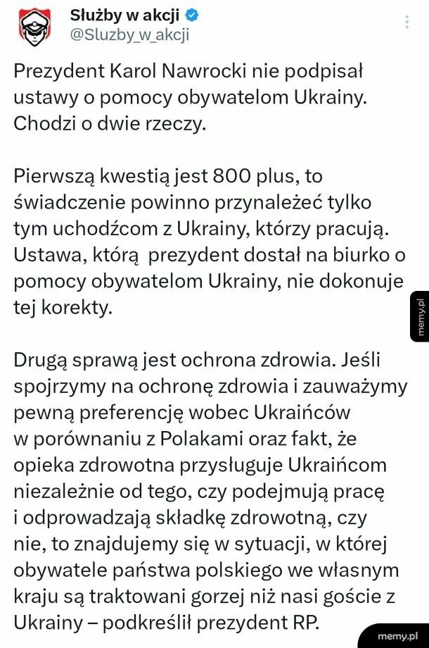 Karol Nawrocki nie podpisał ustawy o pomocy obywatelom Ukrainy