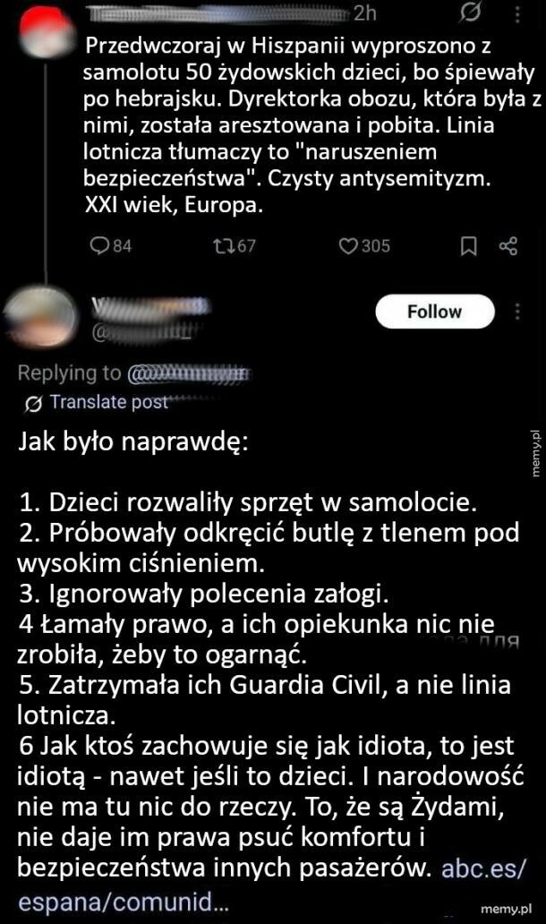 Prawda trochę się rozmija z zaczepnym postem