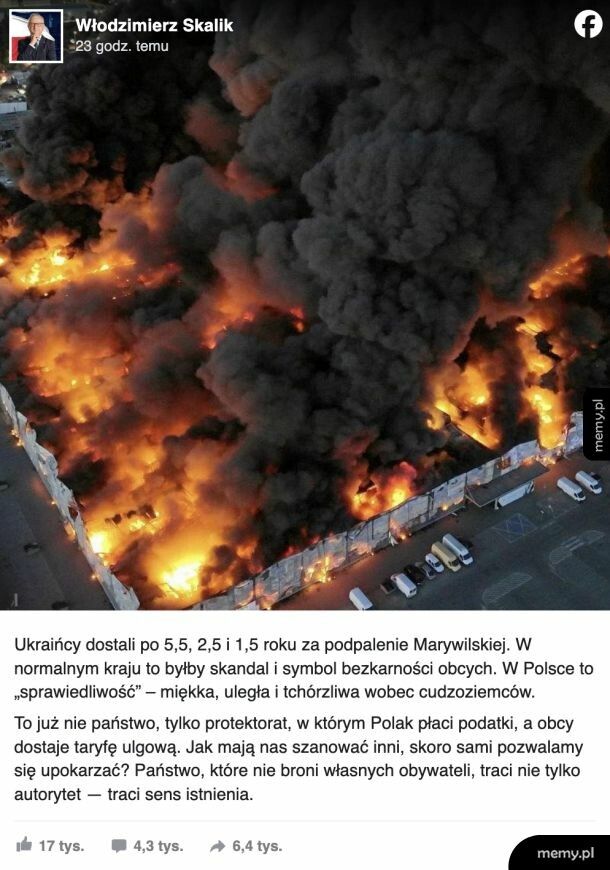 Tylko 1,5 roku do 5,5 lat więzienia za spalenie hali przy Marywilskiej i zniszczenie dorobku życia wielu osobom