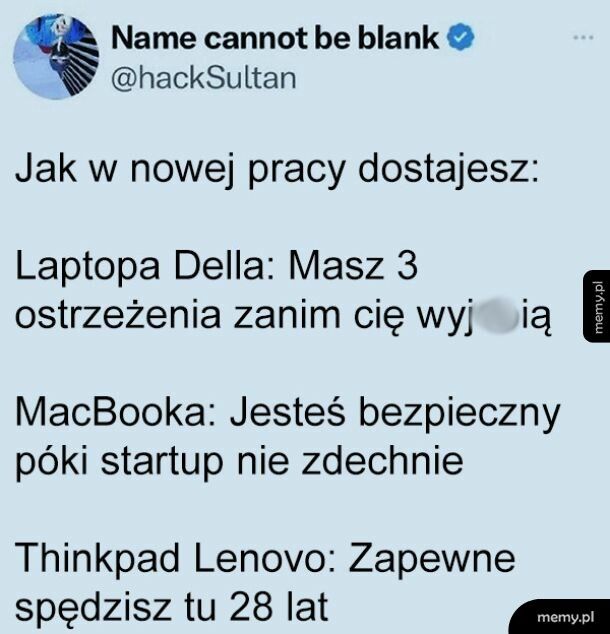 Laptop w nowej pracy