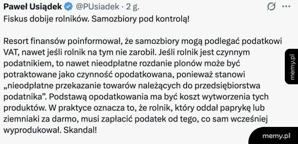 Rolnicy którzy zorganizowali samozbiory i oddali żywność za darmo będą musieli zapłacić podatek od oddanej żywności