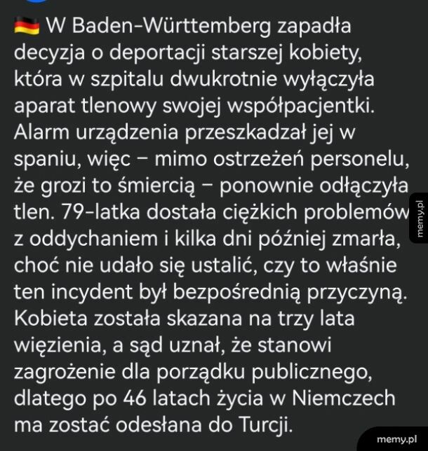 Zapadła decyzja o deportacji starszej kobiety