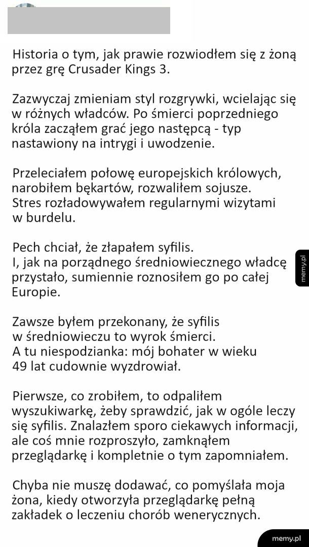 Historia o tym, jak prawie rozwiodłem się z żoną przez grę Crusader Kings 3