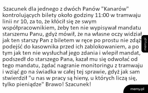 Szacunek dla pana kontrolującego bilety