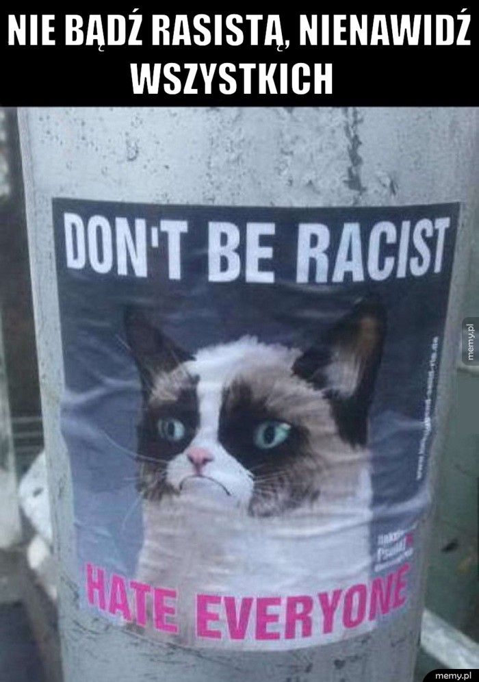                      Nie bądź rasistą, nienawidź                 