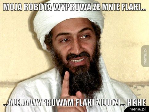 Moja robota wypruwa ze mnie flaki... ...ale ja wypruwam flaki z ludzi... He he