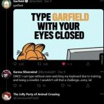 Napisz Garfield bez patrzenia